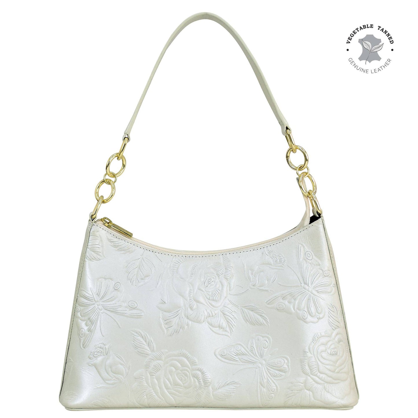 Anuschka Hobo With Chain Strap - 707 pearl white