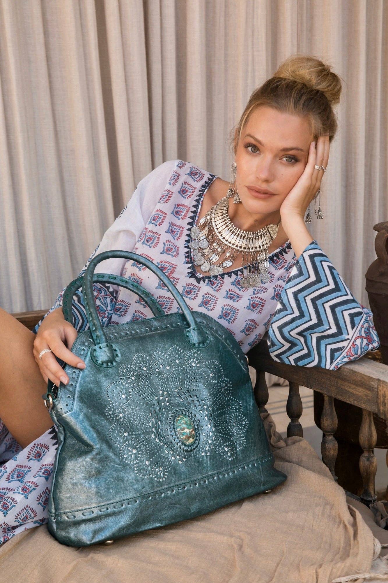 Mini Queen Deus Bag Metallic Teal