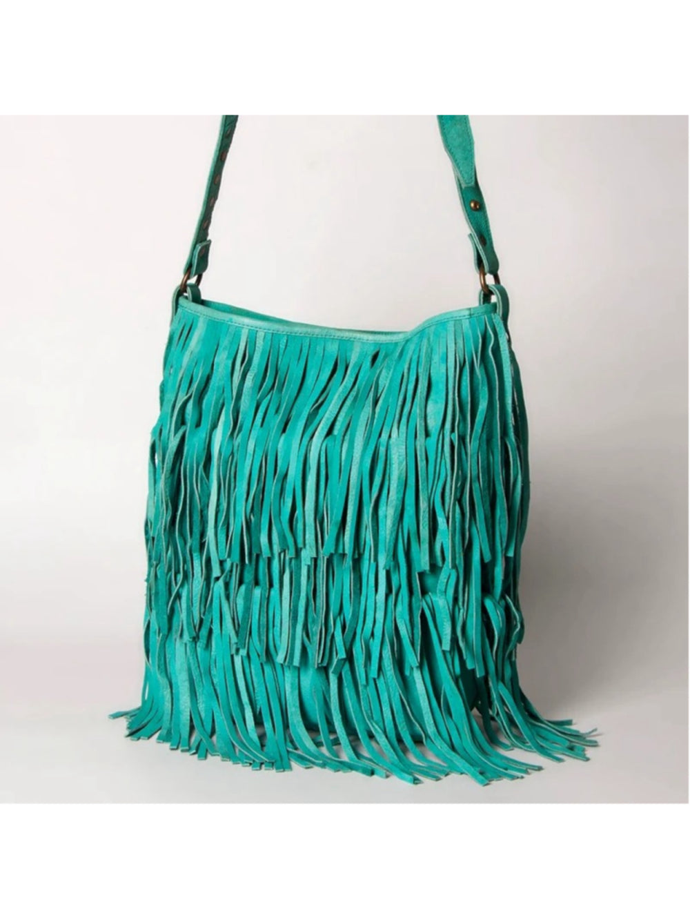 American Darling Shimmy Shimmy Bang Bang Turquoise Fringe Statement Crossbody