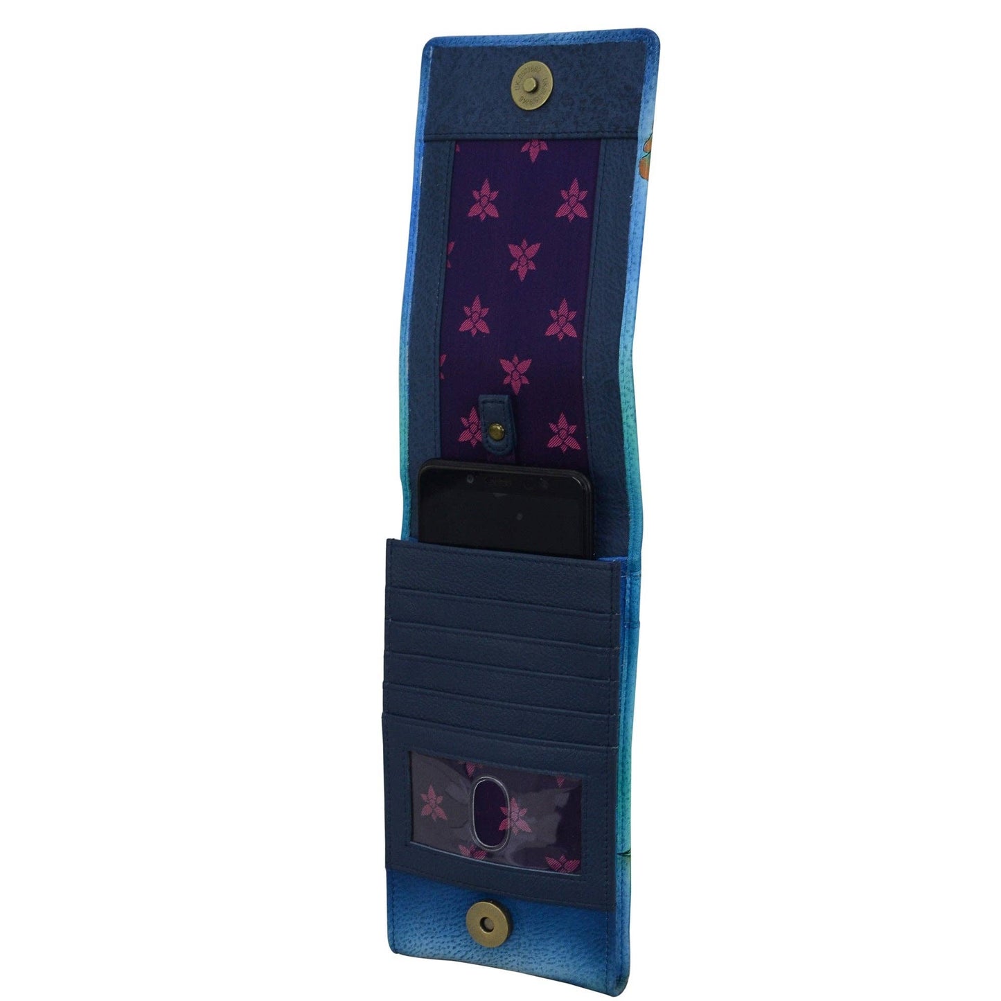 Hand-Painted Leather Smartphone Crossbody - 1154