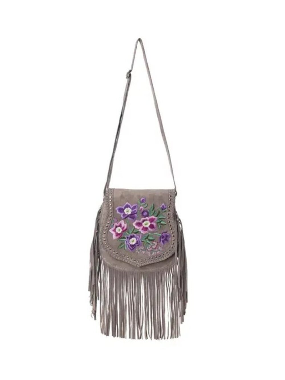 Myra Mojave Meadow Leather Bag in Wild Clay- Boho Lilac Dreams Fringe Crossbody