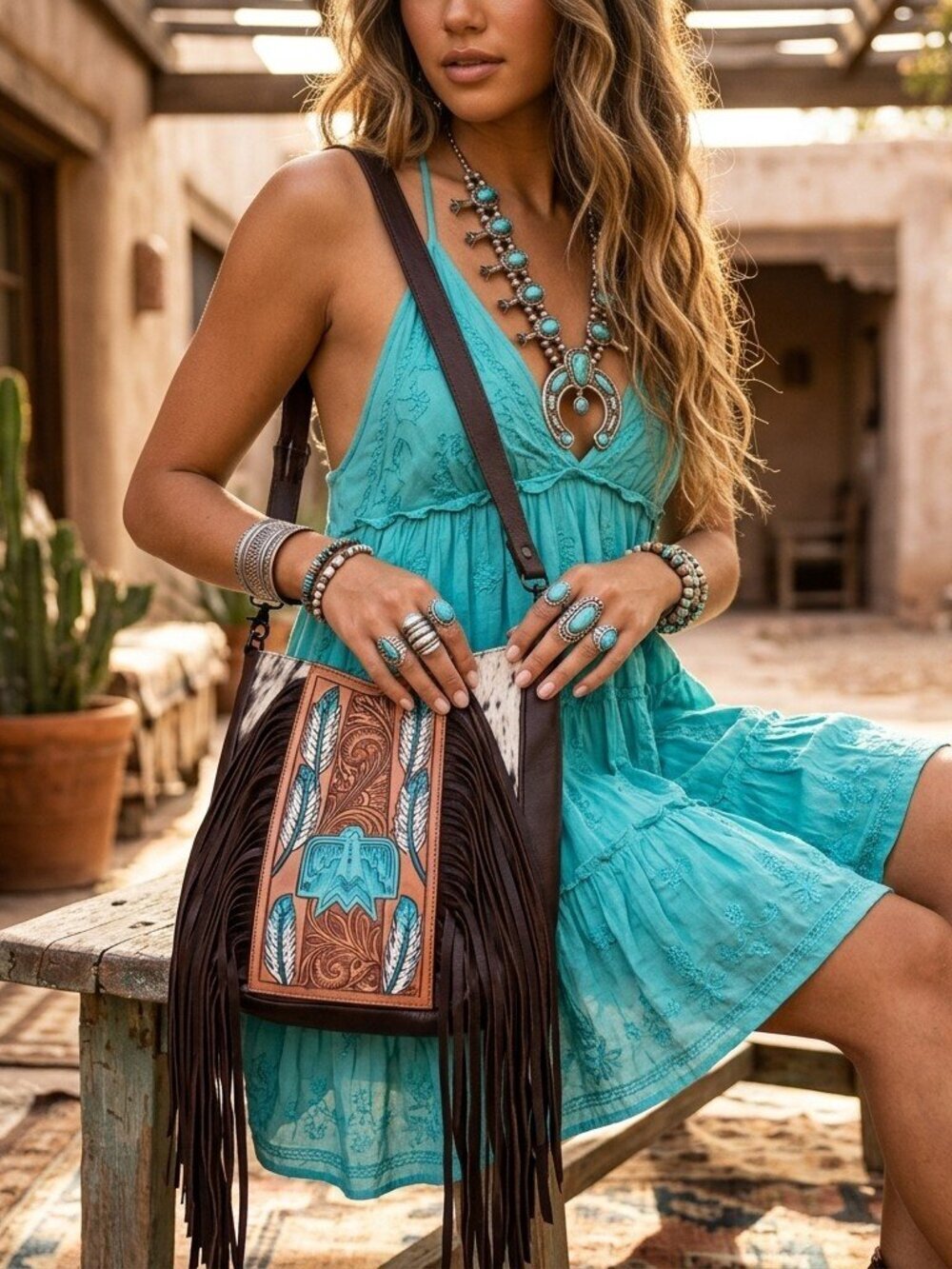 American Darling Southwest Fringe Leather Crossbody