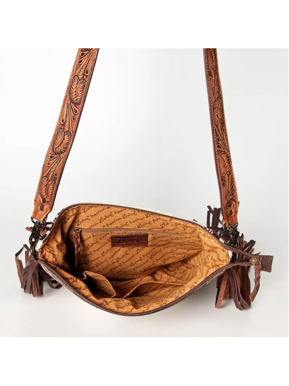 American Darling Flower Canyon Fringe Saddle Blanket Crossbody Bag