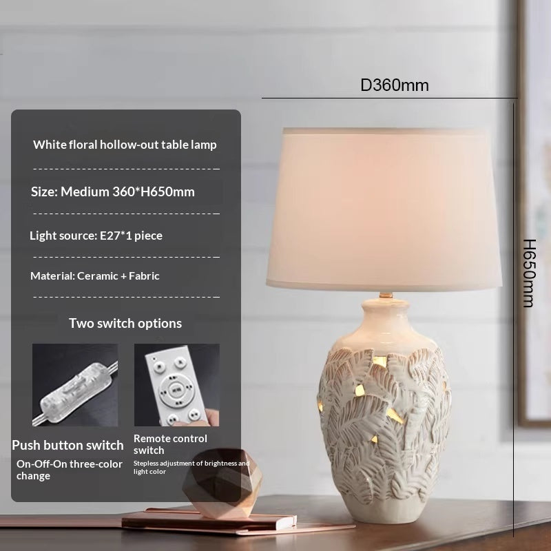 White Hollow Ceramic Table Lamp Nordic-Style Creative Lighting For The Bedroom Bedside
