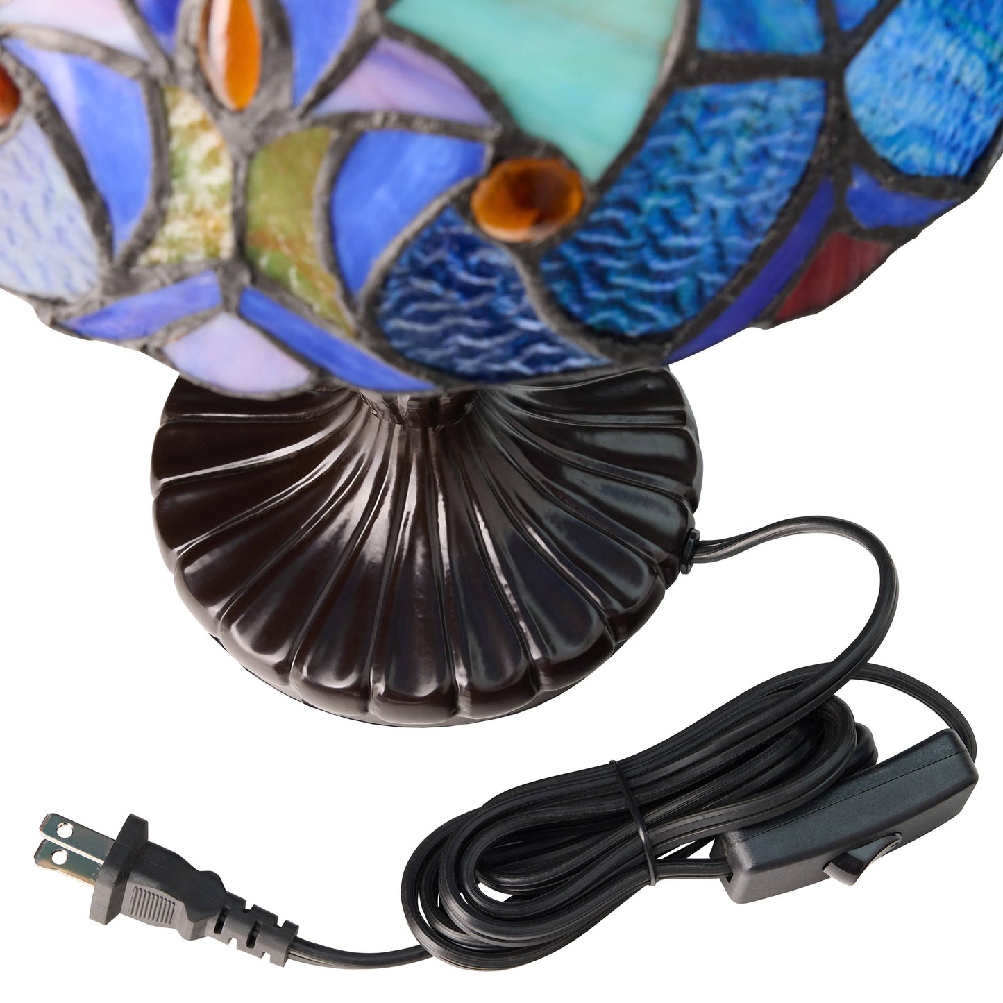 17"H Halston Candlestick Base Dome Shade stained glass Table Lamp