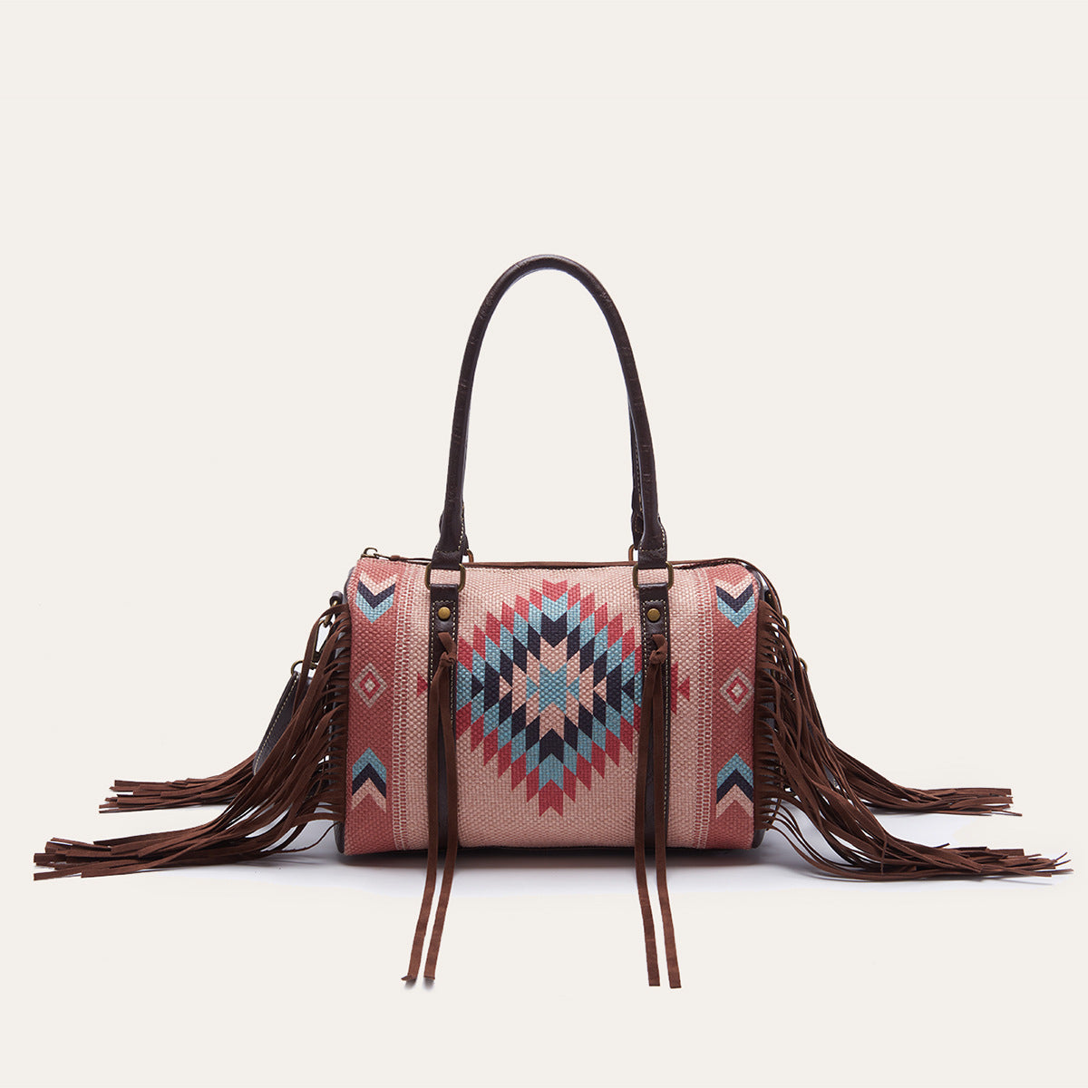 "The Boho Cowgirl" Cotton And Linen Fringe Shoulder Handbag