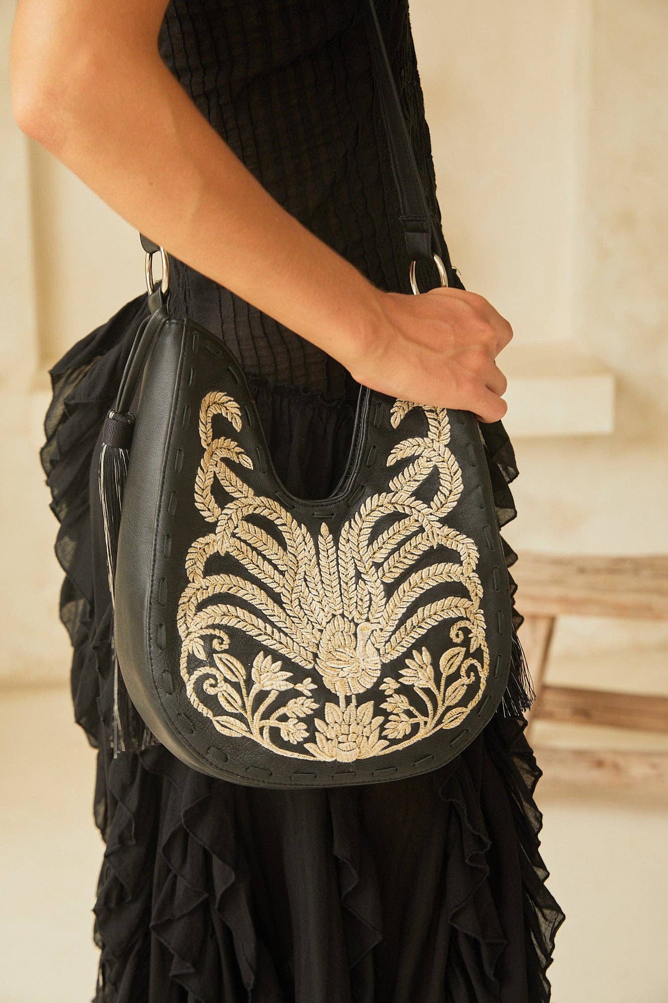 Mini Lyrebird Tassel Bag Black