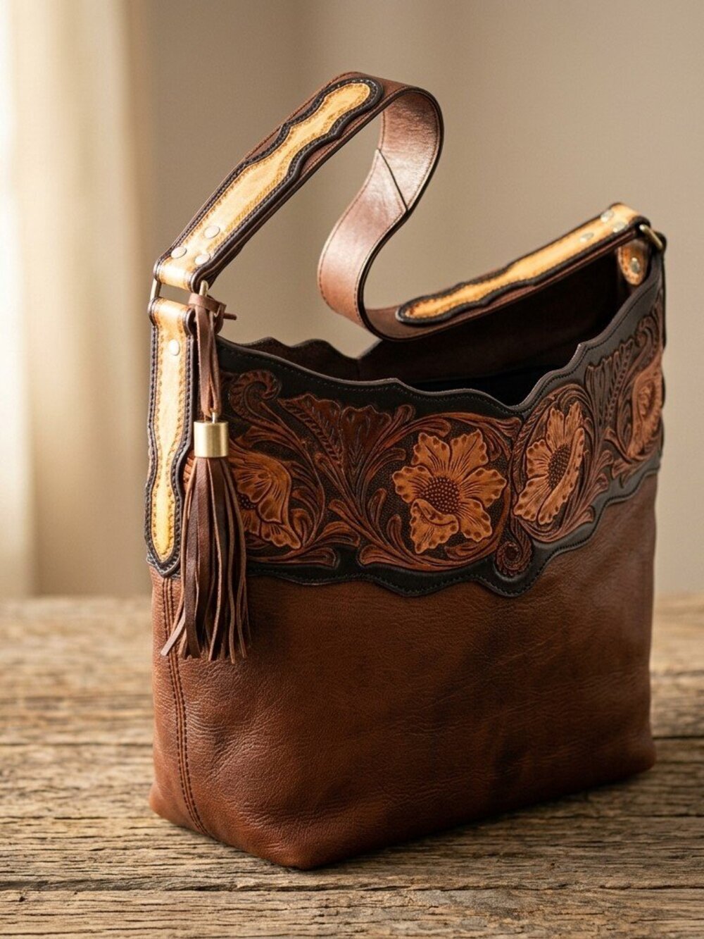 American Darling Sunlit Floral Leather Shoulder Bag