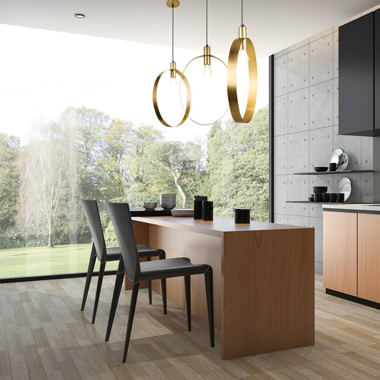 20"H Marquis Modern Brushed Gold Oval Shade Pendant