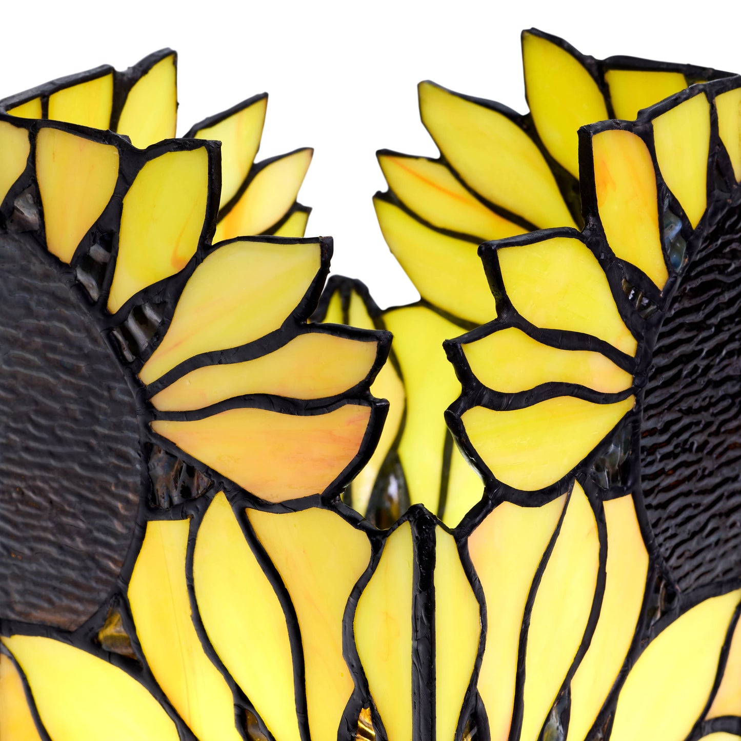 9.75"H Sunflower Rectangle Shade Hurricane stained glass  Accent Lamp