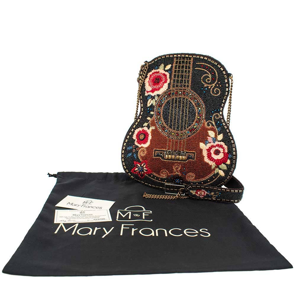 Mary Frances Classical Vibe Beaded Guitar Crossbody Handbag