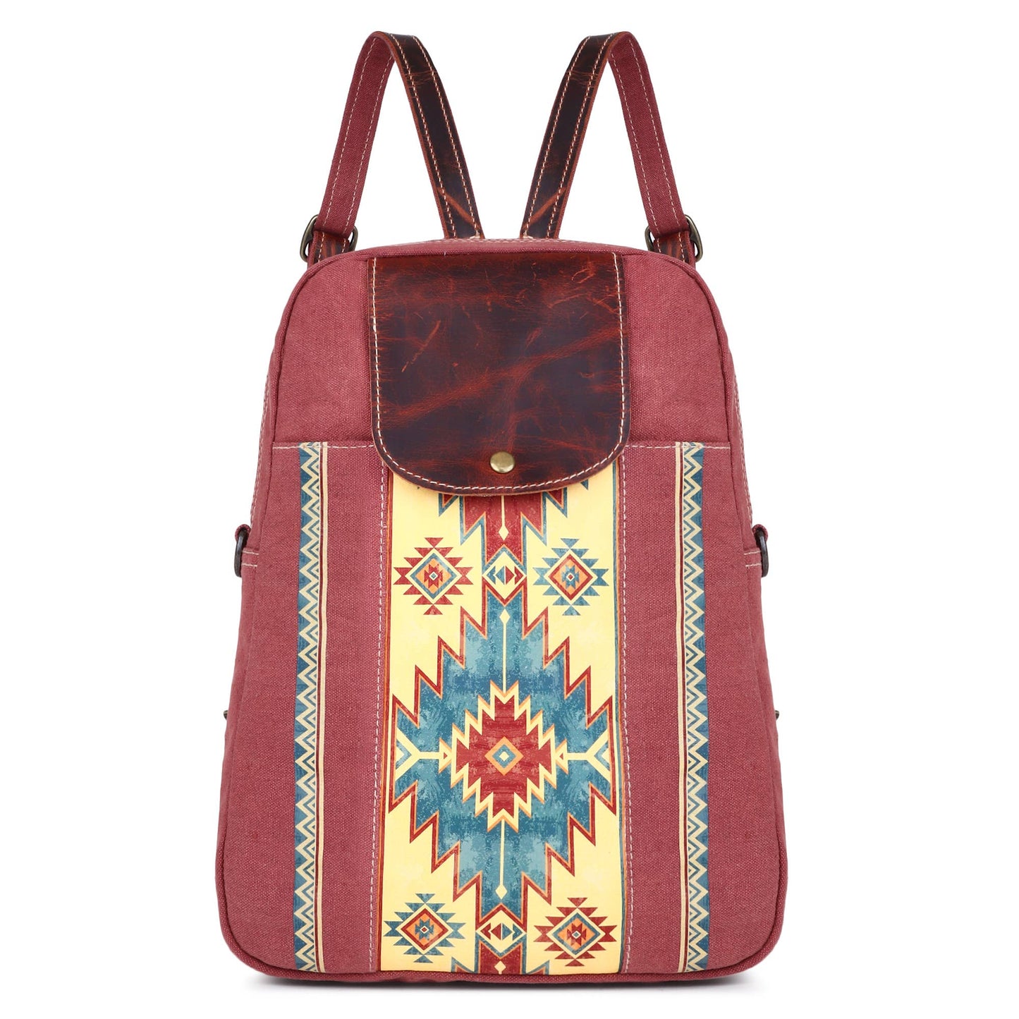 Canvas & Leather Women's Backpack - Redwood/Moonstone