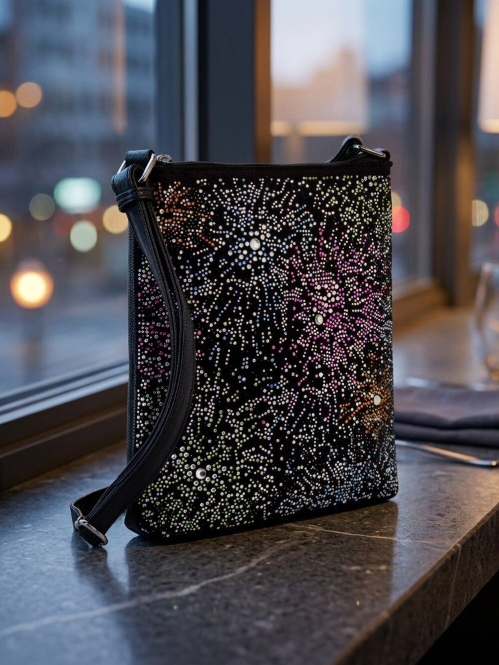 Firework Explosion Sparkle Crossbody Bag