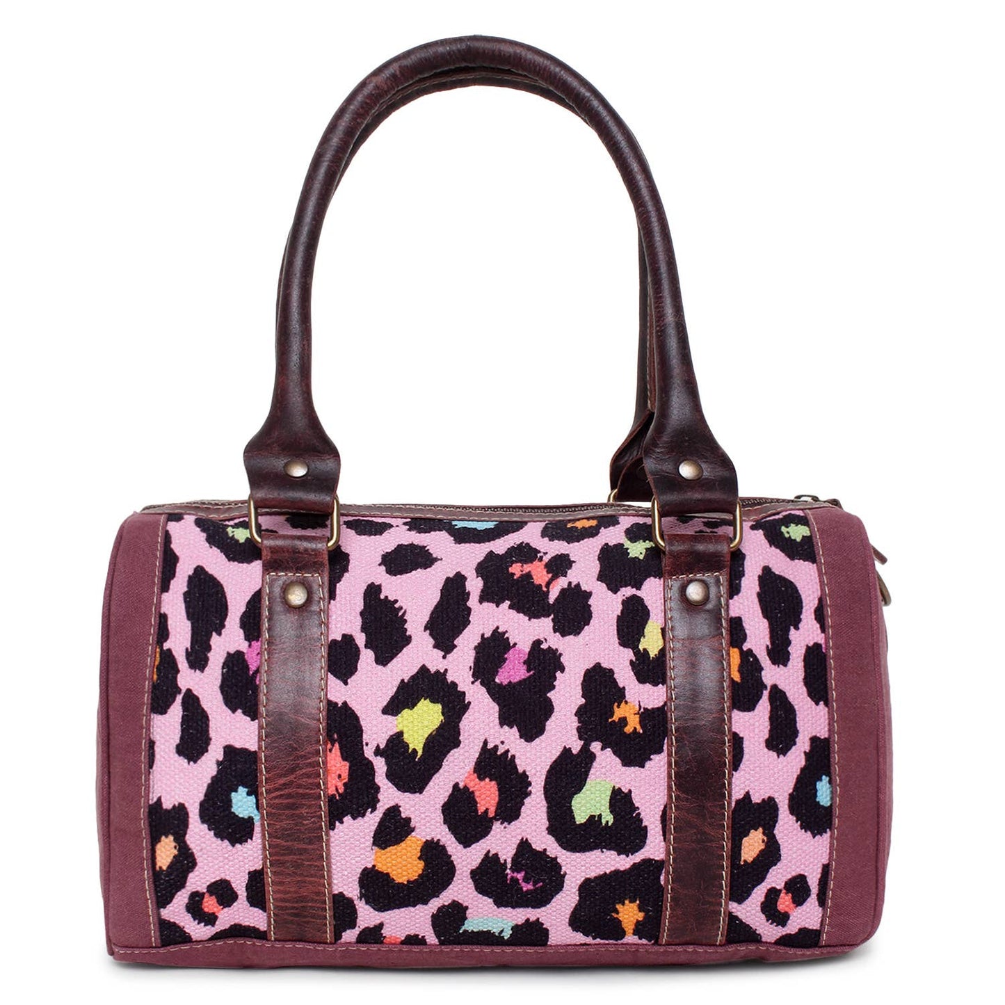 Animal Print Upcycled Top handle bag