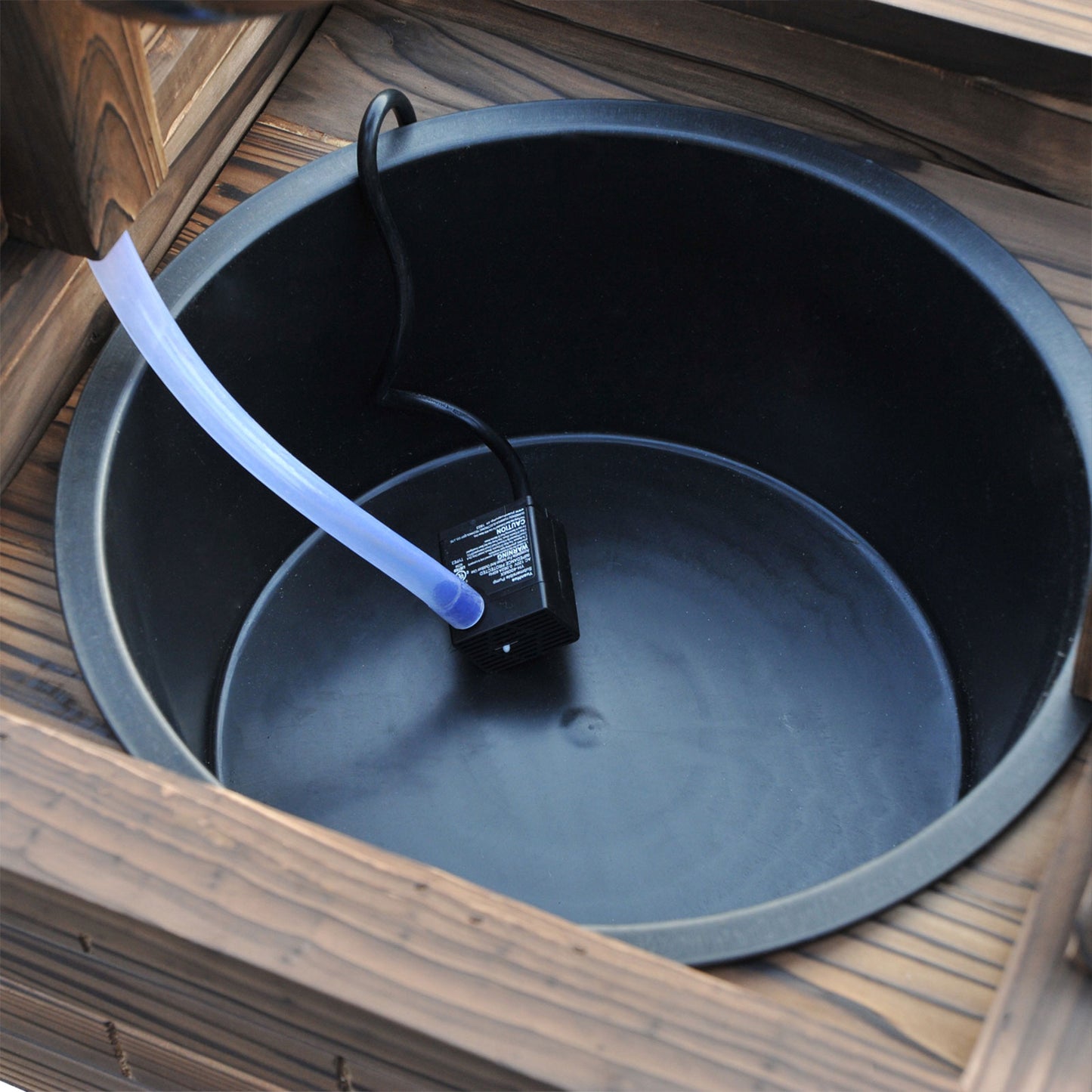 Outdoor Wooden Wishing Well Fountain with Adjustable Water Flow Rate, Outdoor Rustic Waterfall Fountain with Electric Pump, Water Bucket, for Backyard Patio Garden Lawn, Carbonized Finish