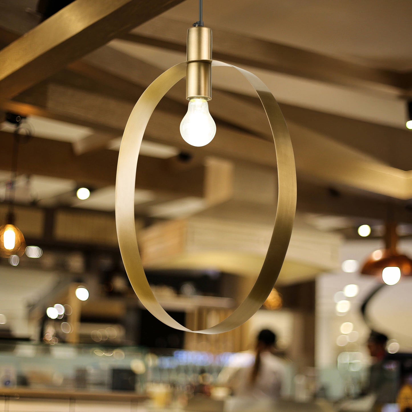 20"H Marquis Modern Brushed Gold Oval Shade Pendant