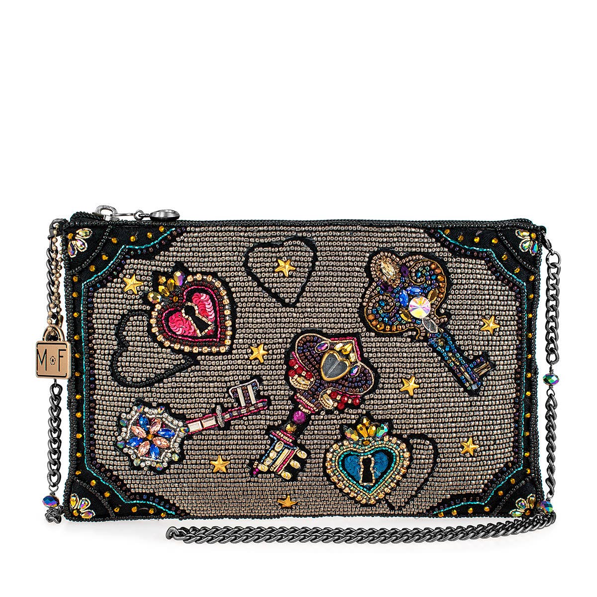 Mary Frances Unlocked Magic Beaded Keys & Hearts Mini Crossbody Handbag