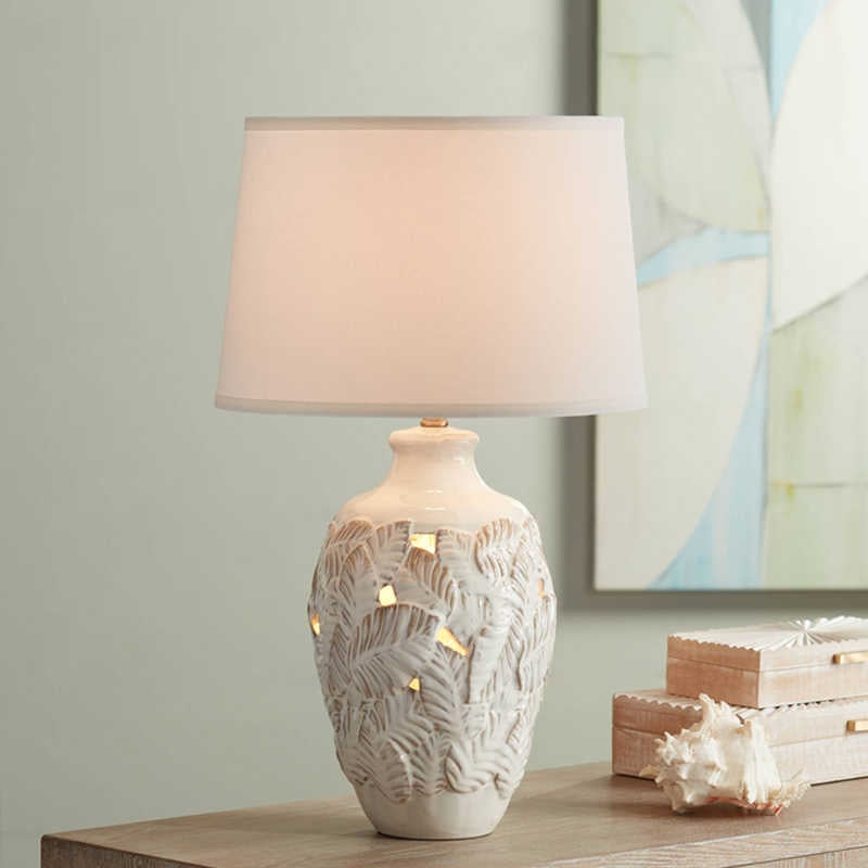 White Hollow Ceramic Table Lamp Nordic-Style Creative Lighting For The Bedroom Bedside