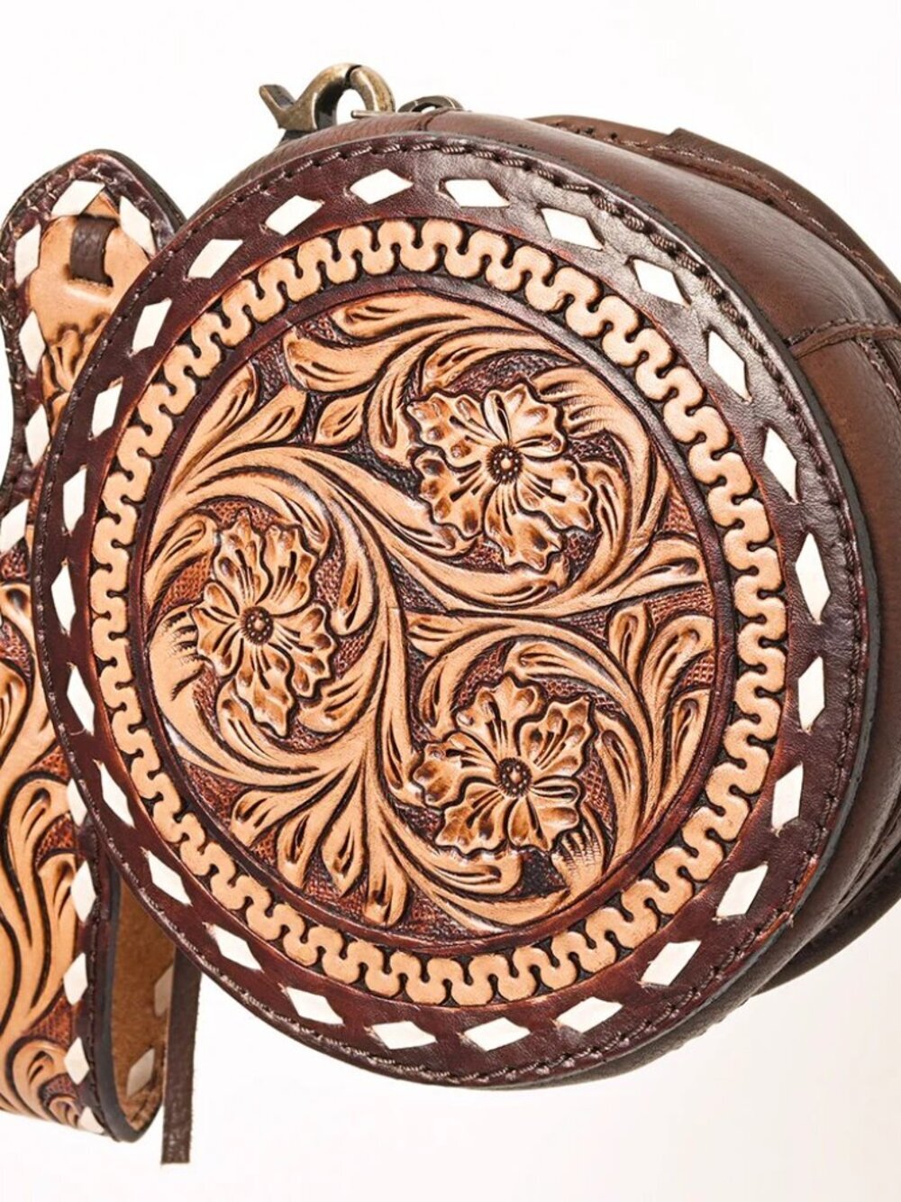 American Darling Western Tooled Leather Wristlet