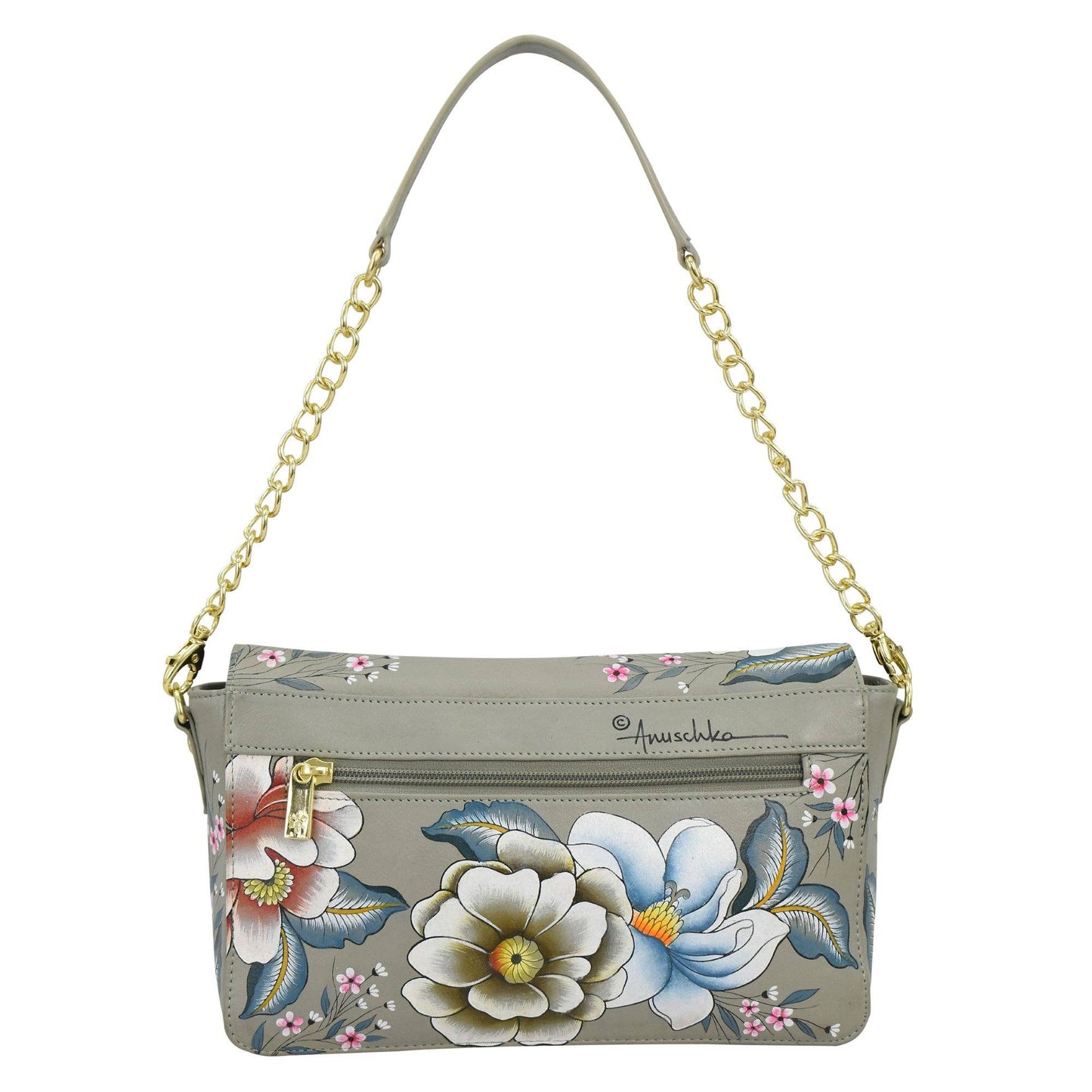 Anuschka Flap Crossbody With Shoulder Strap - 7611 Taupe with Floral