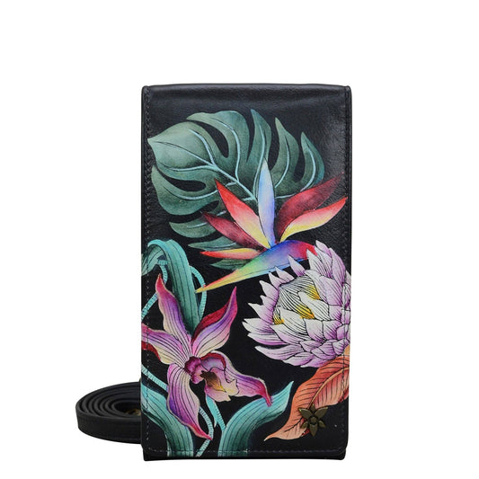 Hand-Painted Leather Smartphone Crossbody - 1154