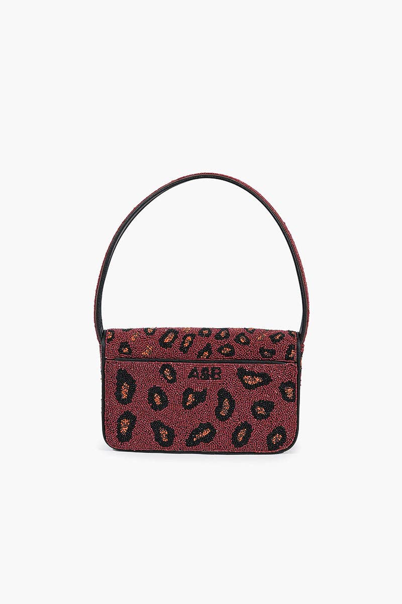 America & Beyond Forest Leopard Beaded Shoulder Bag