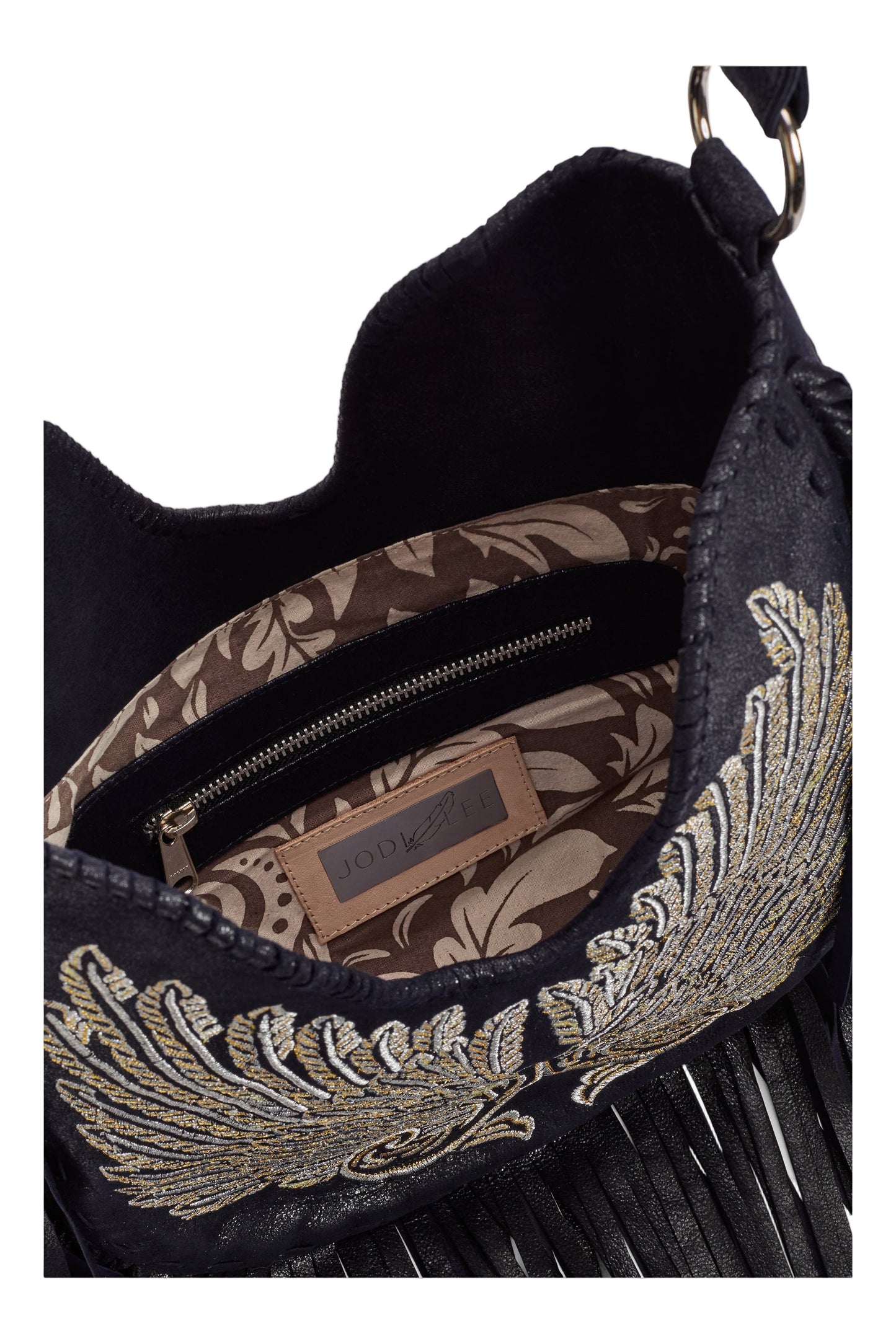 Fly Away With Me Embroidery Bag Metallic Navy/Silver