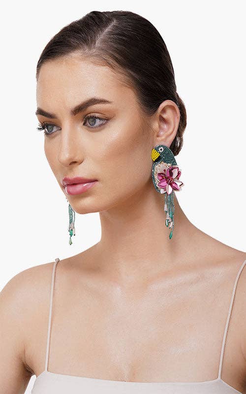America & Beyond Retro Parrot Beaded Earrings