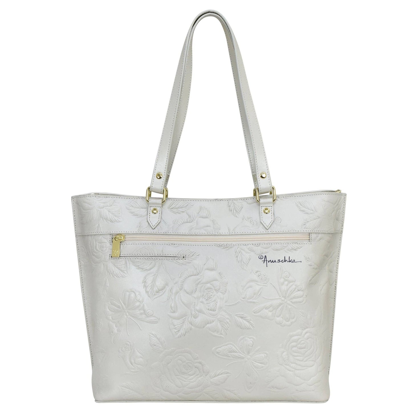 Anuschka Large Zip Top Tote - 698 -pearl white