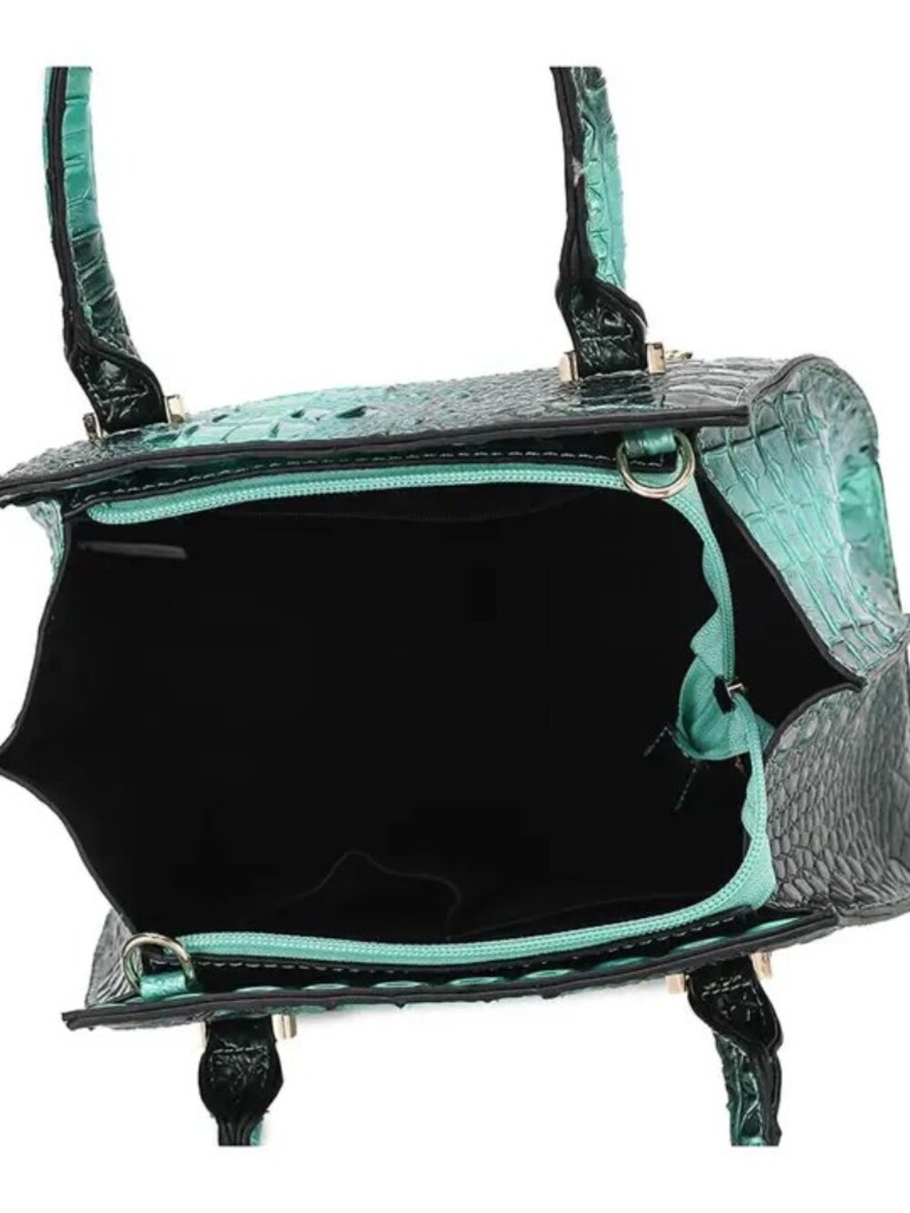 Mkf Bently Croc-Embossed Tote & Wallet By Mia K-Emerald Croc Luxe Satchel Se