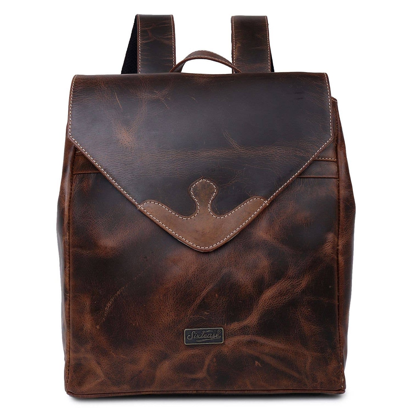 Rustic Leather Women's Backpack - Dark Brown