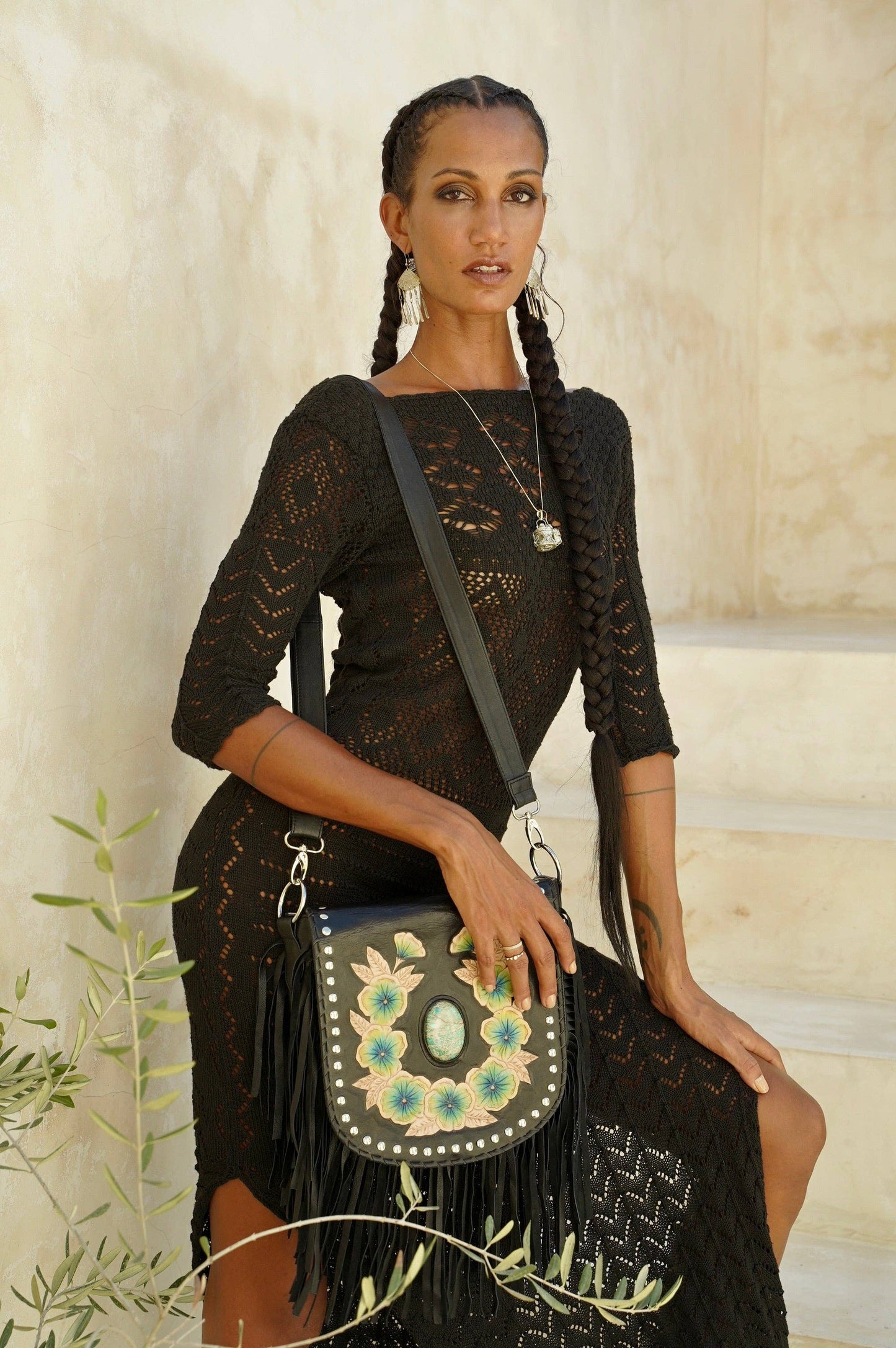 Charm Fringe Bag Black
