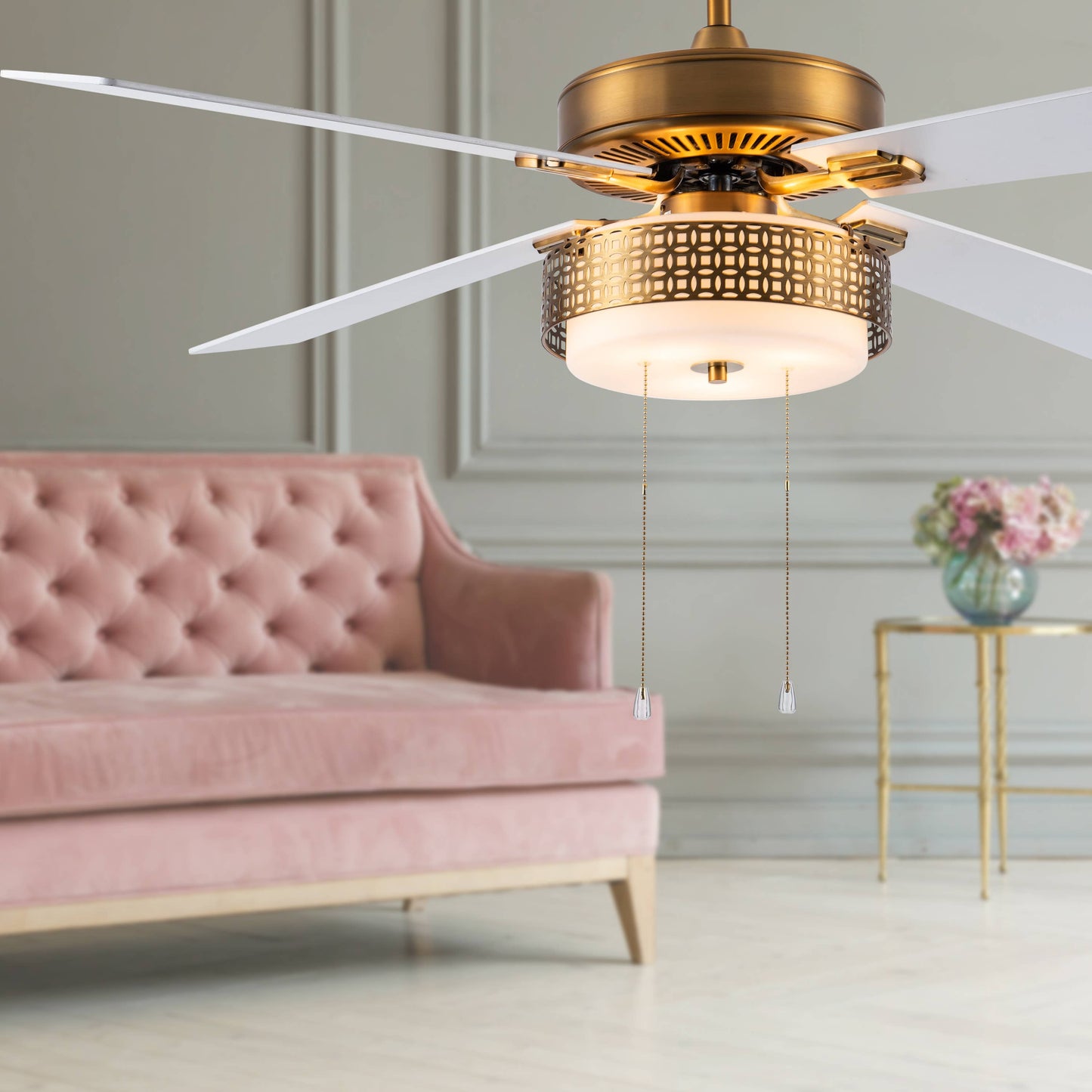 52"W Levi Brass 4-Blade LED Ceiling Fan