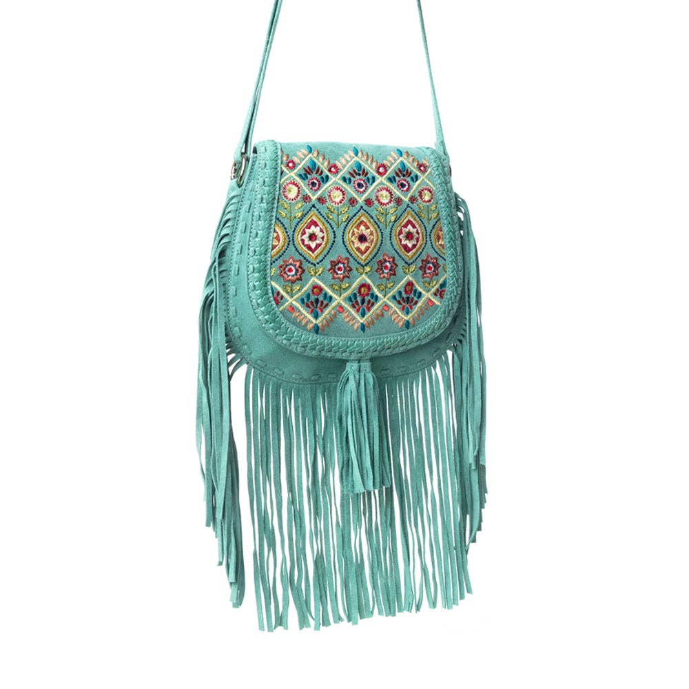 Mojave Meadow Leather Bag- Turquoise