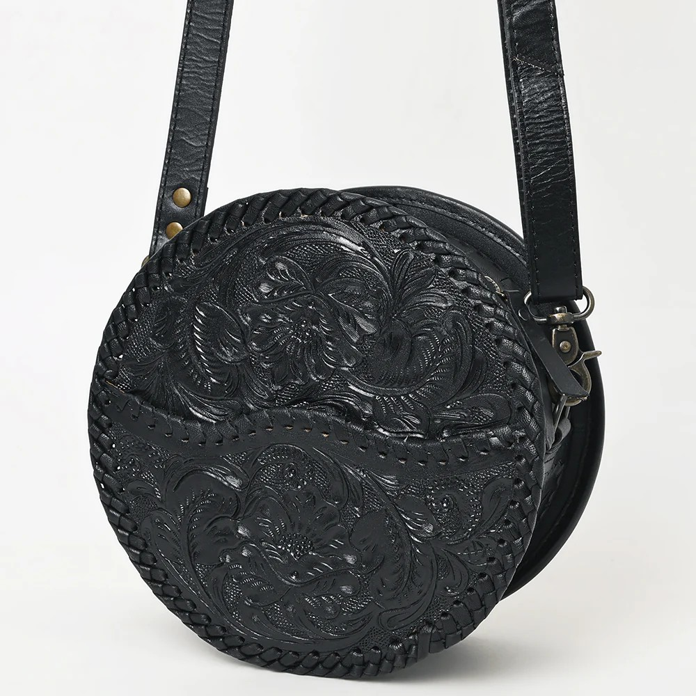 American Darling Western Leather Canteen Bag with Hand-Tooled Floral Detailing | Genuine Leather Crossbody