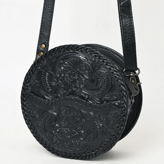 American Darling Western Leather Canteen Bag with Hand-Tooled Floral Detailing | Genuine Leather Crossbody