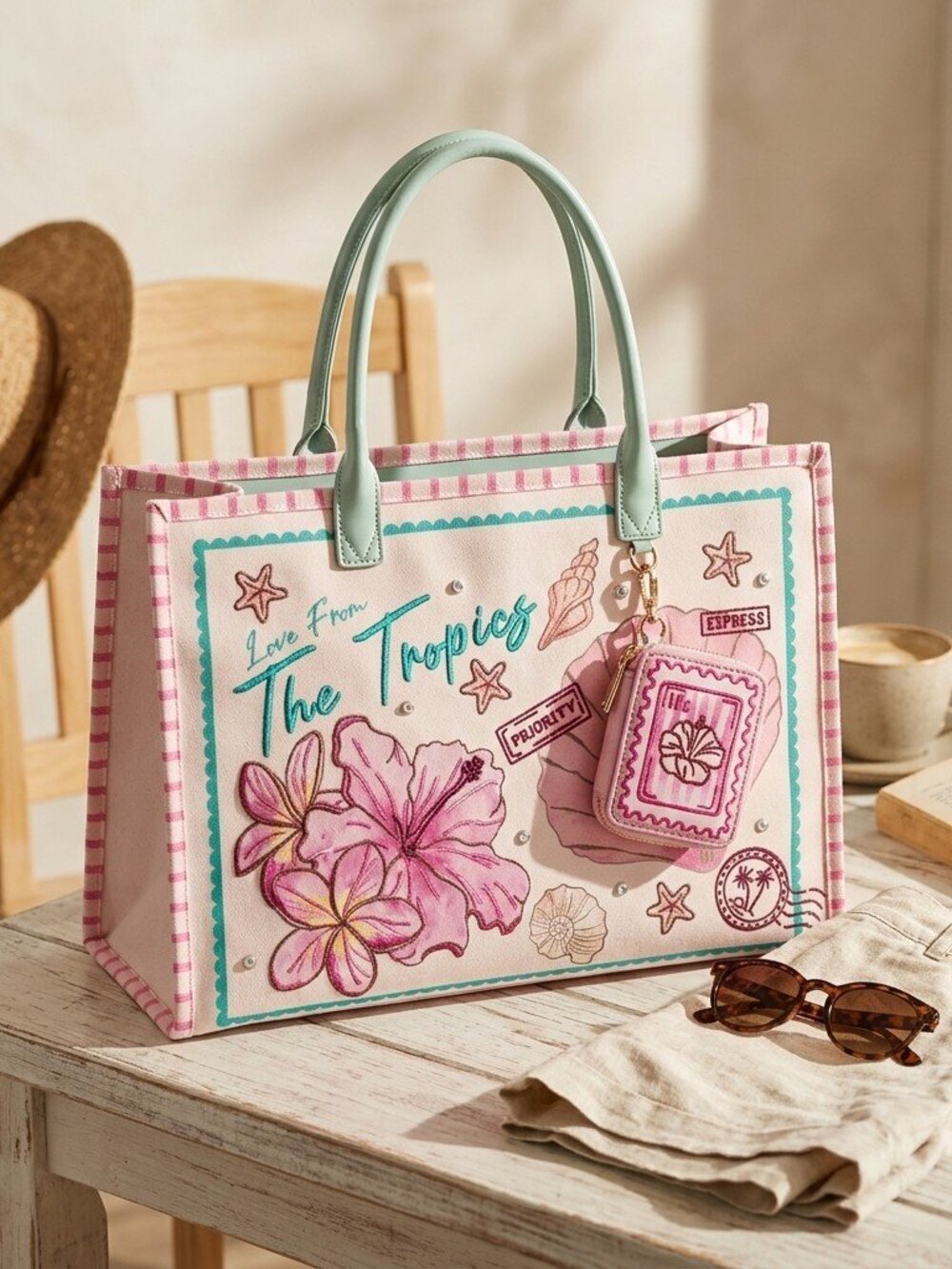 Tropical Postcard Tote Bag- Love from the Tropics Tote Bag