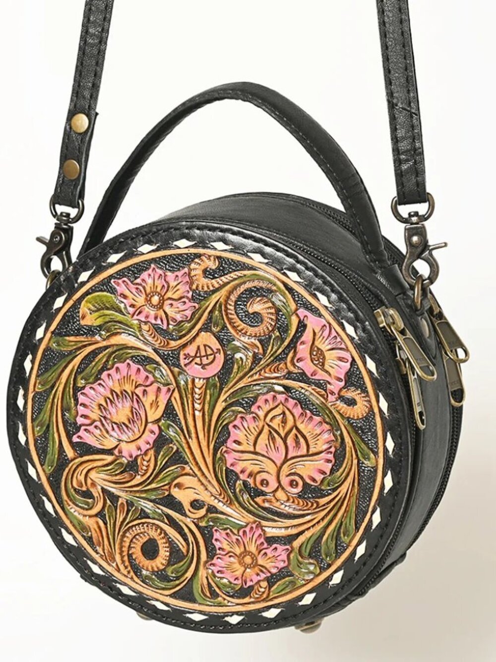 American Darling Boho Pink Posey Floral Round Crossbody Bag