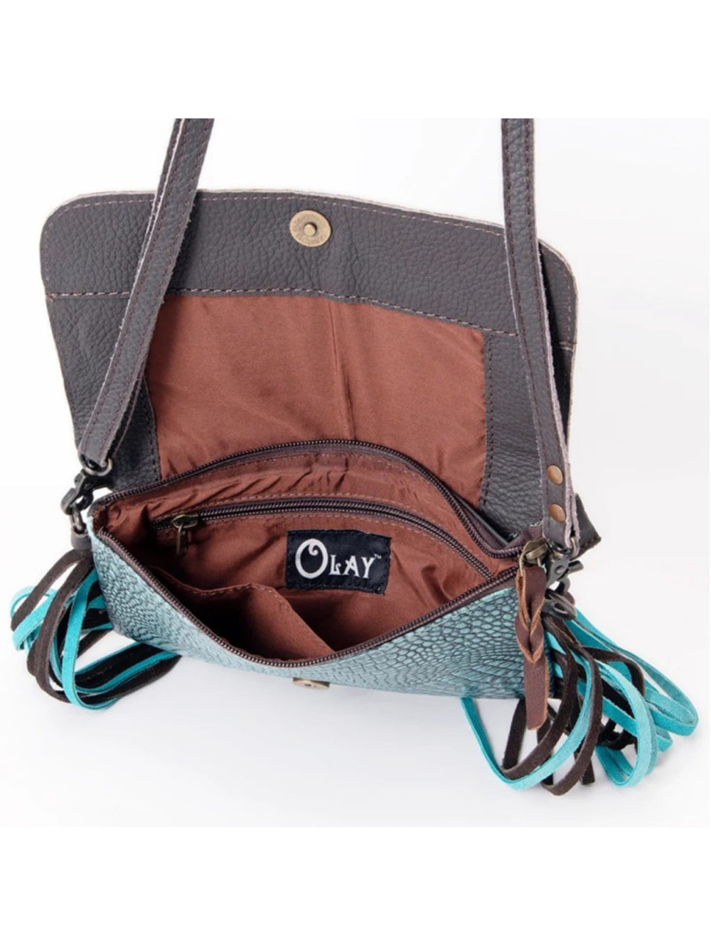 Olay By American Darling Starry Night Turquoise Tooled Crossbody Bag
