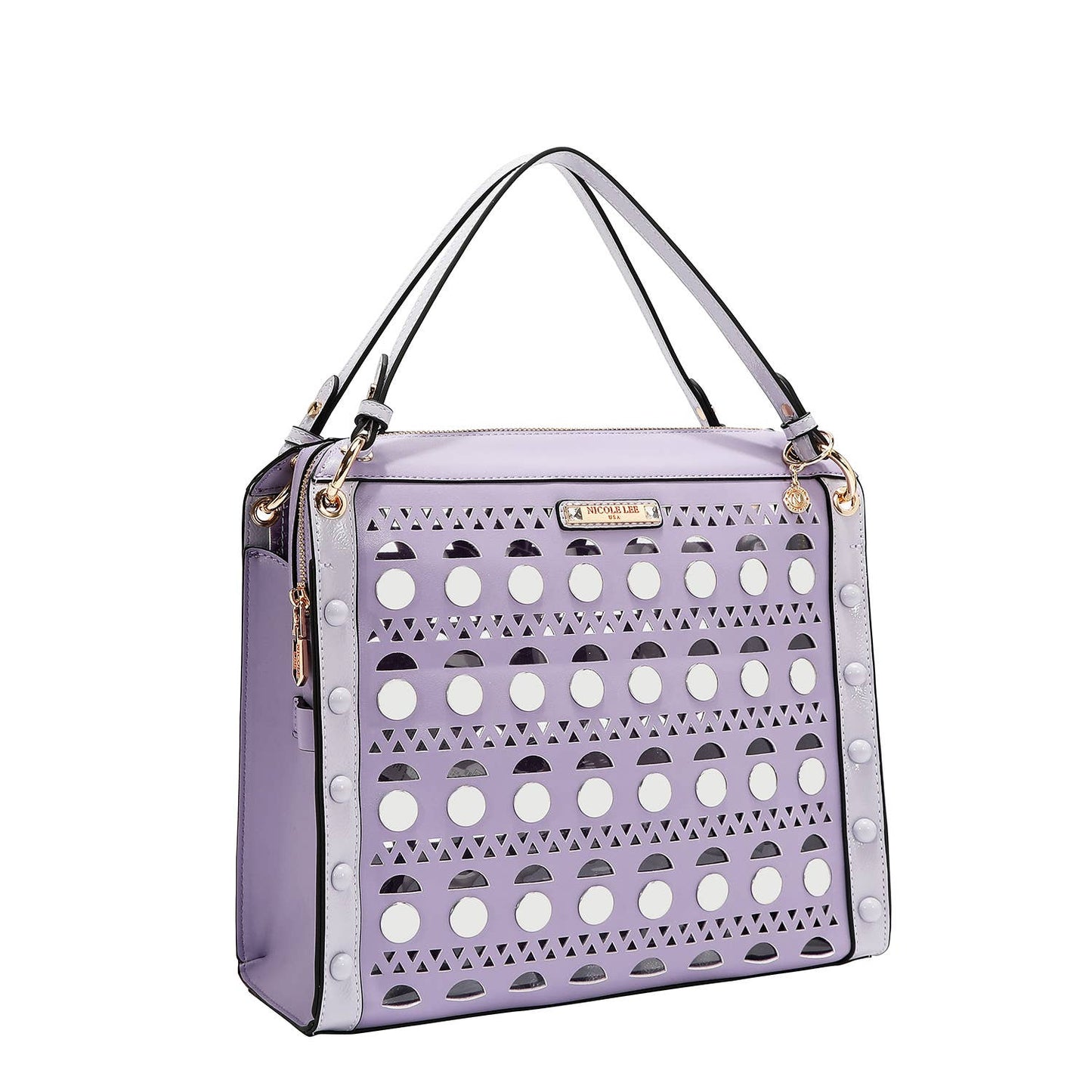 SILVER POP STUD SATCHEL BAG
