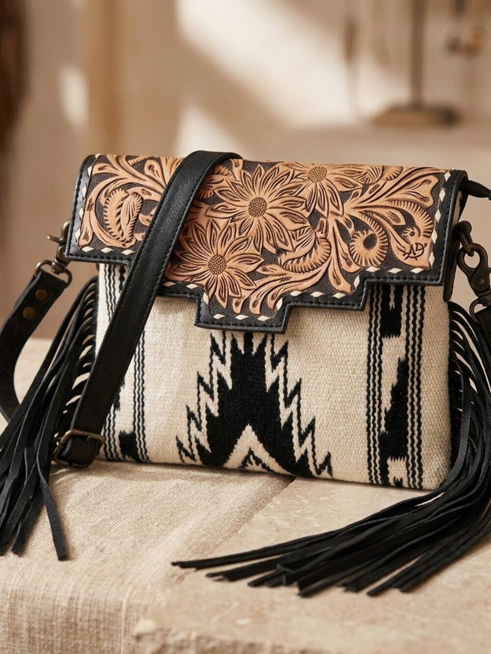 American Darling Heritage Saddle Blanket Fringe Western Crossbody
