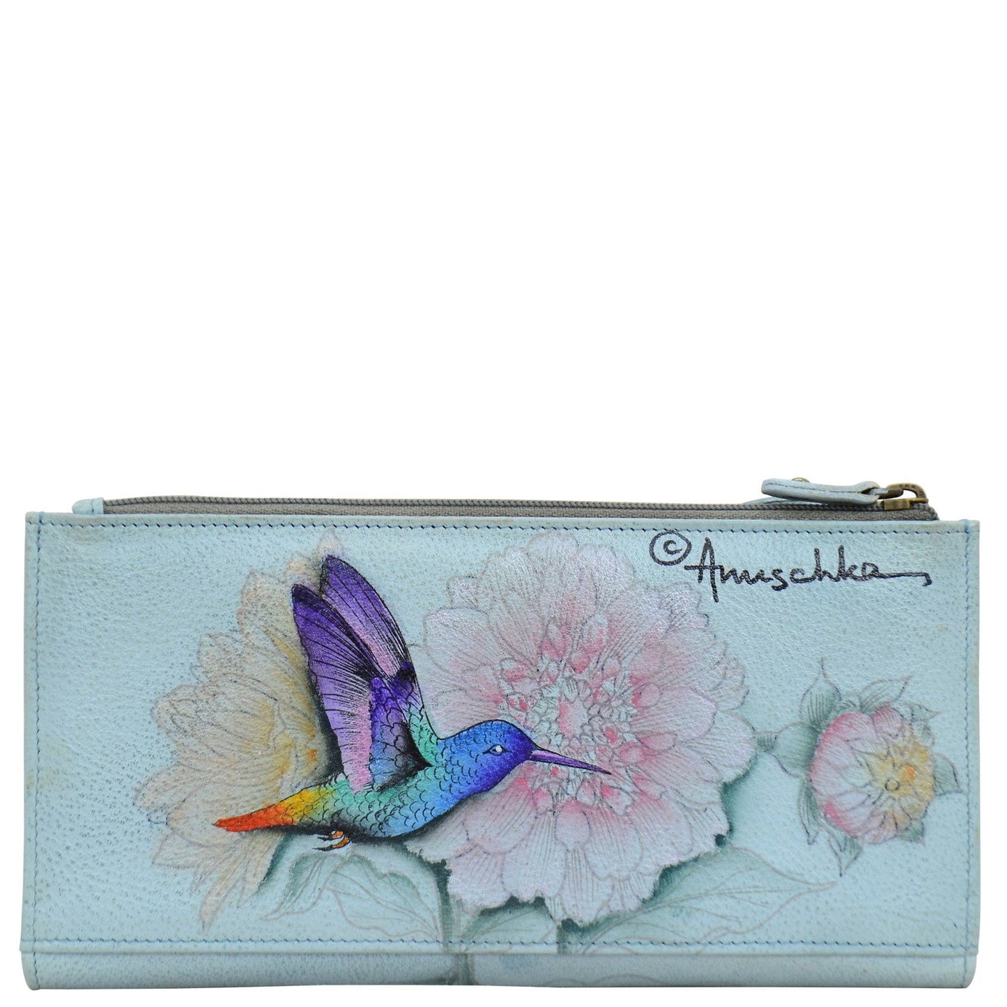 Hand-Painted Leather Two Fold RFID Wallet - 1171