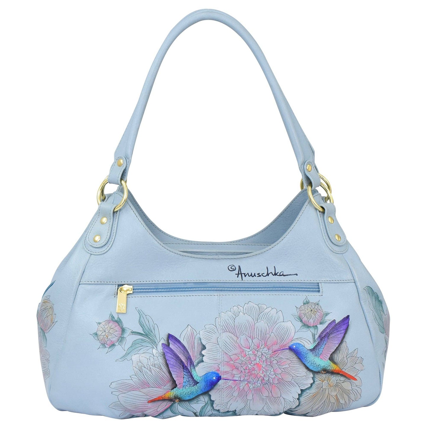 Anuschka Triple Compartment Ruched Hummingbird Hobo - 721