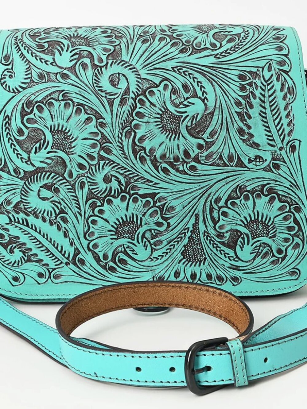 American Darling Turquoise Tooled Crossbody Satchel