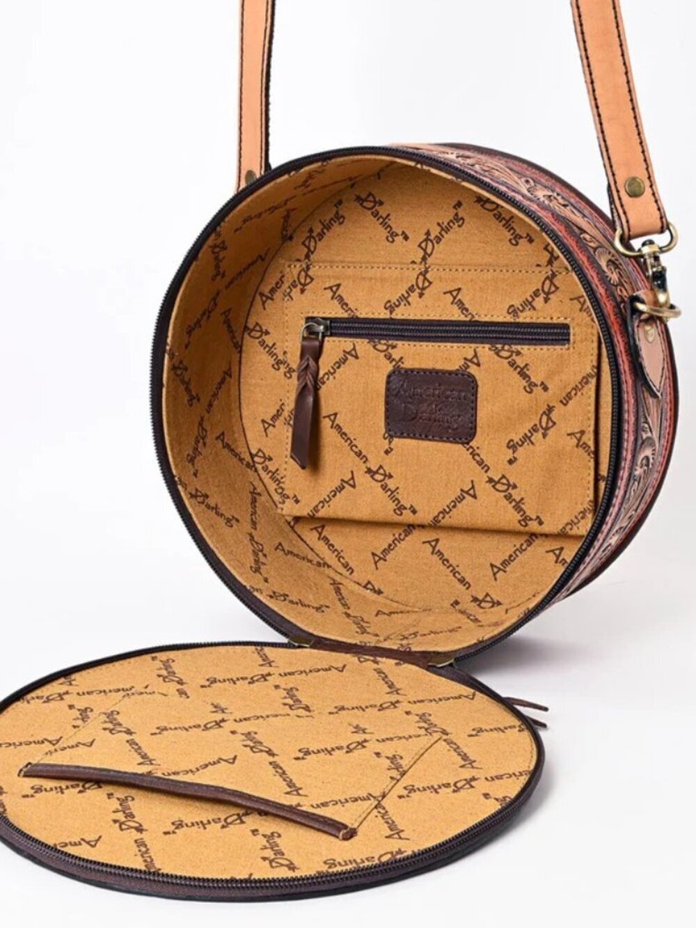 Sunset Sunflower Prairie Leather Canteen Crossbody