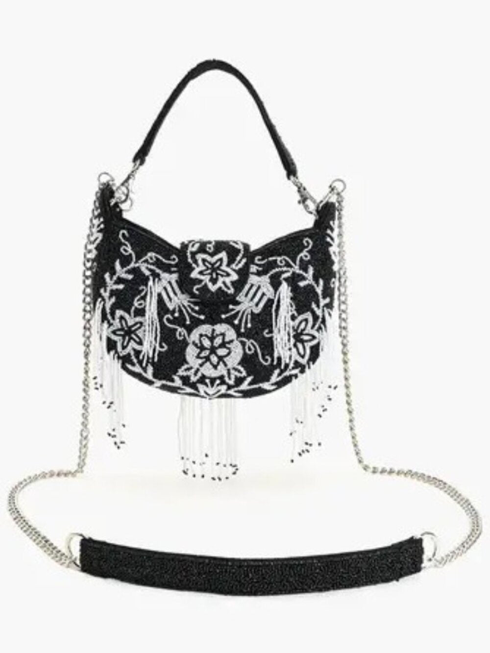 America & Beyond Mini Crossbody fully beaded Boho Night Bloom