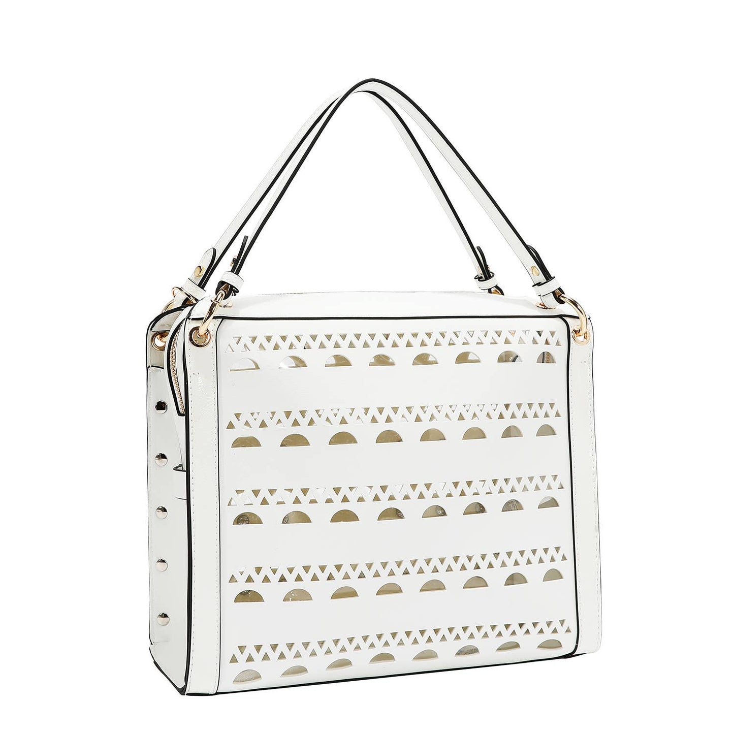 SILVER POP STUD SATCHEL BAG