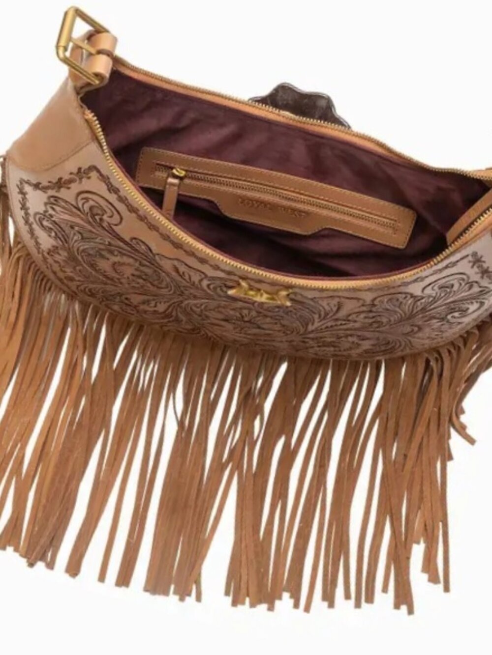 Western Lunella Hand Tooled Leather Fringe Crossbody