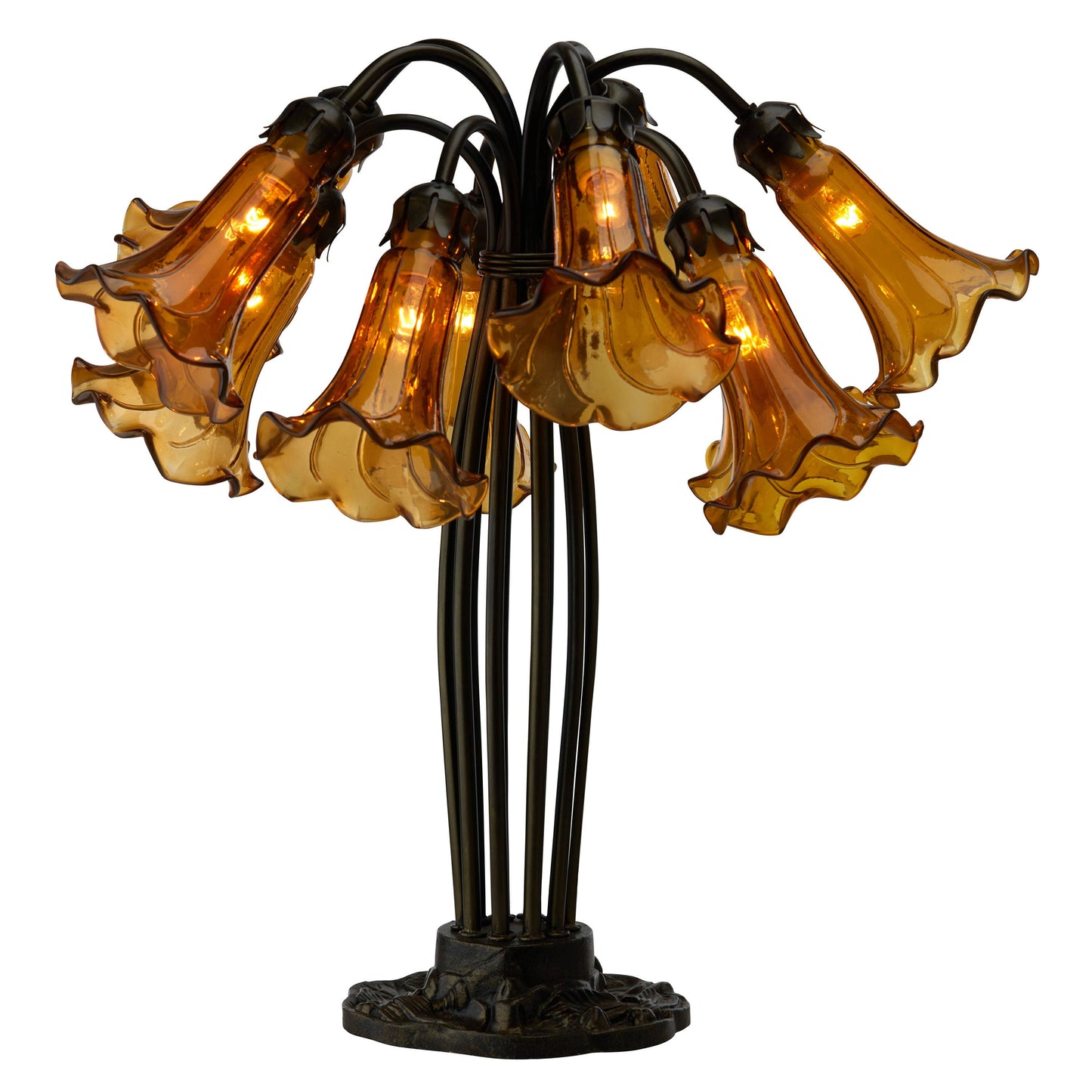 21"H Lily 10 Light Amber Shade Table Lamp