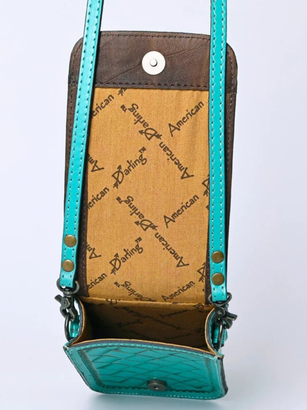 American Darling Turquoise Embossed Crossbody Phone Bag